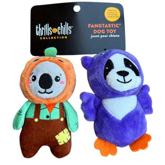 Thrills & Chills Halloween Plush Dog Toy Set Cutesy Fall Costume Stuffies New - Picture 1 of 4